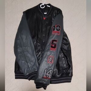 Michael Jordan Hall Of Fame Leather Varsity Jacket Men's XLT